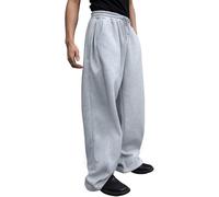 Hello MrLin Joggers for Men UK Cotton Baggy Wide Leg Sweatpants Men Casual Stretch Drawstring Gym Running Tracksuit Bottoms Grey