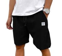 Hello MrLin Mens Corduroy Shorts Summer Casual Drawstring Shorts for Men UK Fashion Elastic Waist Baggy Mens Shorts with Pockets Black