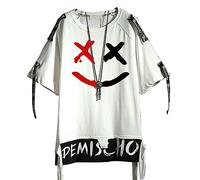 Hello MrLin Men's Techwear Hip Hop T-Shirt Streetwear Fashion Short Sleeve Top White