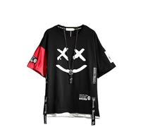 Hello MrLin Men's Techwear Japanese Harajuku Streetwear Hip Hop Short Sleeve T-Shirt