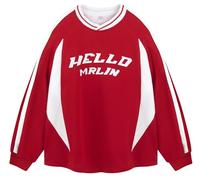 Hello MrLin Pullover Men's Fashion Sweatshirt Sweat Jacket Hoodie Basic Contrast Long Sleeve Shirt Streetwear Sweater Unisex, red, S