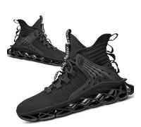 Hello MrLin Shoes for Men Comfortable Athletic Cross Trainer Casual Walking Fashion Slip On Running Shoes Mens Shoes Sock Sneakers Black White