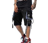 Hello MrLin Techwear Cargo Shorts for Men Drawstring Summer Beach Stretch Hip Hop Cyberpunk Joggers Gothic Japanese Tech Wear Pants Outdoor Shorts with Pockets