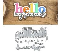 Hello My Friend Letters Metal die Cutting die Cutting Stencil, Frame Cutting die Cutting Stencils DIY Scrapbooking Cards Photo Album Craft Decorative Embossing Paper Dies for Album