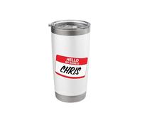 Hello My Name is Chris Classic Name Tag Design Stainless Steel Insulated Tumbler
