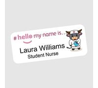 Hello My Name is Cow Nurse Name Badge Text Logo 76 x 32 mm Student Doctor GP Healthcare Assistant Nurse Practitioner Clinical Medical