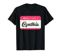 Hello, My Name is Cynthia - Funny Cynthia Name Value Graphic T-Shirt, Men, Black, S