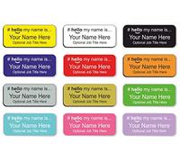 Hello My Name is Identification Badge, Choice of 12 Colours and Text, Durable Laser Engraved Acrylic Nurse Doctor Care Assistant Student (Black/White)