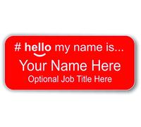 Hello My Name is Identification Badge, Choice of 12 Colours and Text, Durable Laser Engraved Acrylic Nurse Doctor Care Assistant Student (Red/White)