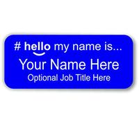 Hello My Name is Identification Badge, Choice of 12 Colours and Text, Durable Laser Engraved Acrylic Nurse Doctor Care Assistant Student (Navy Blue/White)