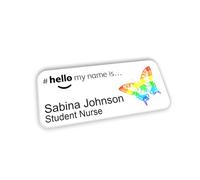 Hello My Name is LGBT Butterfly Logo Name Badge 76 x 32 mm Doctor Student Doctor GP Healthcare Assistant Nurse Practitioner Clinical Medical