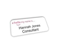 Hello My Name is Name Badge Pink Text Logo 76 x 32 mm Student Doctor GP Healthcare Assistant Nurse Practitioner Clinical Medical