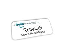 Hello My Name is Name Badge Turquoise Blue Text Logo 76 x 32 mm Student Doctor GP Healthcare Assistant Nurse Practitioner Clinical Medical
