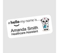 Hello My Name is Panda Nurse Name Badge Text Logo 76 x 32 mm Student Doctor GP Healthcare Assistant Nurse Practitioner Clinical Medical