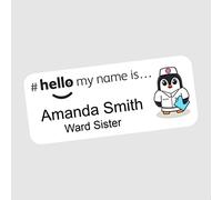 Hello My Name is Penguin Nurse Name Badge Text Logo 76 x 32 mm Student Doctor GP Healthcare Assistant Nurse Practitioner Clinical Medical