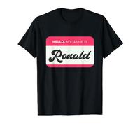 Hello, My Name is Ronald - Funny Ronald Name Value Graphic T-Shirt, Men, Black, L