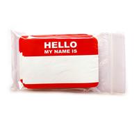 «HELLO my name is ...» Set of Stickers 10.5 x 7.4 cm - Inexpensive Adhesive Name Tags! Classic Red