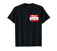Hello My Name is Spanky Funny Name Tag Value Graphic T-Shirt, Men, Black, L