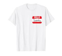 Hello My Name is Spanky Funny Name Tag Value Graphic T-Shirt, Men, White, M