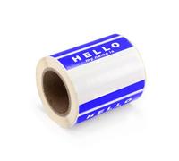 'Hello My Name is' Stickers/Name Label Tags - 250 Blue & White - 8cm x 6cm