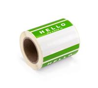'Hello My Name is' Stickers/Name Label Tags - 250 Green & White - 8cm x 6cm