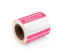 'Hello My Name is' Stickers/Name Label Tags - 250 Pink & White - 8cm x 6cm