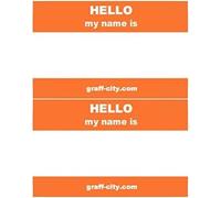 'Hello My Name is' Stickers/Name Label Tags - Orange & White 100-8cm x 6cm