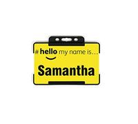 Hello My Name is Yellow Dementia Aware ID Card Personalised Badge Black Lanyard and Holder