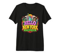 Hello New York City Liberty Skyline Travel Art Premium T-Shirt