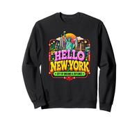 Hello New York City Liberty Skyline Travel Art Sweatshirt