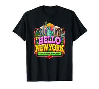 Hello New York City Liberty Skyline Travel Art T-Shirt