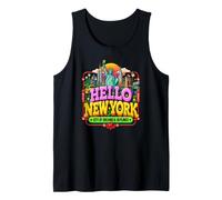 Hello New York City Liberty Skyline Travel Art Tank Top