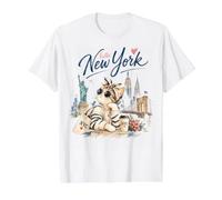 Hello New York Stylish Cat NYC Skyline Cute Travel Souvenir Value Graphic T-Shirt, Men, White, M
