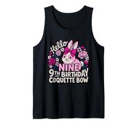 Hello Nine 9th Birthday Coquette Bow Girl Bunny Tank Top