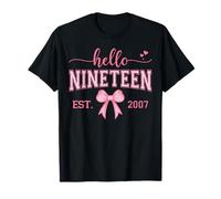 Hello Nineteen Est 2007 Coquette Bow 19th Birthday Girl T-Shirt