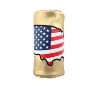 HELLO NRC Golf Head Covers for Driver, Barrel Style Wood Club Headcover, Premium PU Waterproof Leather with Exquisite Embroidery USA Stars and Stripes for Most Golf Clubs Gold 1PC