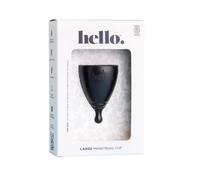 Hello Period Average Cervix Menstrual Cup | Award Winning Reusable Period Cup | Soft Flexible Alternative to Pads & Tampons Sustainable Feminine Hygiene Leak Proof | (Large Black)