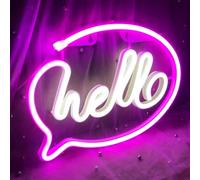 HELLO Pink+White Neon Logo USB Or Battery Neon Wall Decoration LED Neon Logo Energy-Saving And Stable Night Light Christmas Party Wedding Children's Room