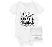 Hello Pregnany Announcement Nanny Grandad Grandparents Reveal Ideas Personalised Baby Vest Baby Coming Soon Due 2025 2026 Clothing Gifts