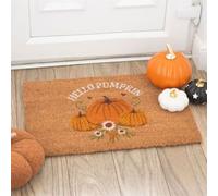 Something Different Wholesale Natural Autumn Days Hello Pumpkin Doormat - Autumn Pumpkin Design - Eco-Friendly Coir Mat for Seasonal Entryway Décor - Perfect for Fall and Thanksgiving