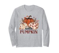 Hello Pumpkin Hey There Pumpkin Boho Floral Holiday Women Long Sleeve T-Shirt