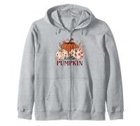 Hello Pumpkin Hey There Pumpkin Boho Floral Holiday Women Zip Hoodie