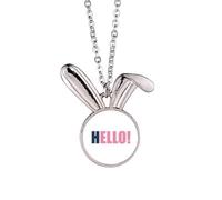 hello quote encoupositive Rabbit Necklace Pendant Bunny Animal Jewelry Gift