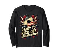 Hello Ready KICK Off Seventh Grade Soccer First Day Cute Long Sleeve T-Shirt