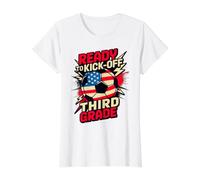 Hello Ready KICK Off Third Grade Soccer First Day Cute Value Graphic T-Shirt, Women, White, S