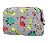 Hello Red Green Blue Dinosaur Cosmetic Bag for Women, Travel Toiletries Bags Large Makeup Handy Pouch Organiser Bag with Zipper