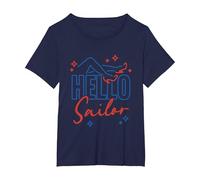 Hello Sailor T-Shirt, Women's Plus, Navy Blue, 2X