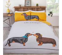 Rapport Home Sausage Dog Bedding, Reversible Single Bedding Duvet cover Set