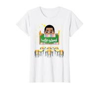 Hello School Black Boys Melanin Boy Student Prince Classroom Value Graphic T-Shirt, Women, White, XS
