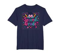 Hello Second Grade Colorful School Celebration T-Shirt, Men's Big and Tall, Navy, 5X Tall